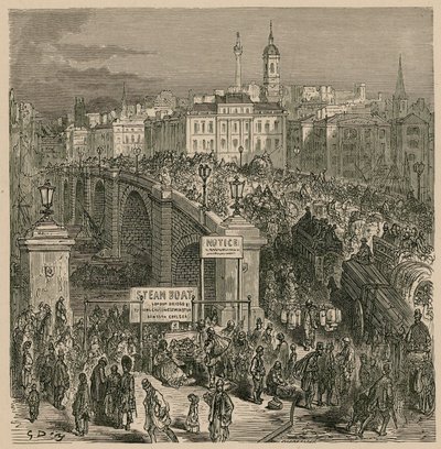 Traffic on London Bridge by Gustave Dore